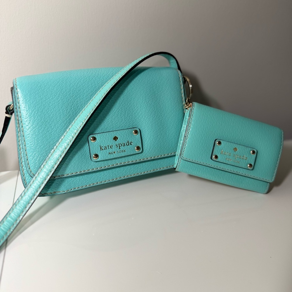 Kate Spade - Tiffany Blue Crossbody & Wallet Set, RARE